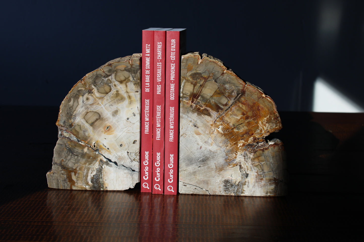 Serre livres en bois fossile  - COLIS