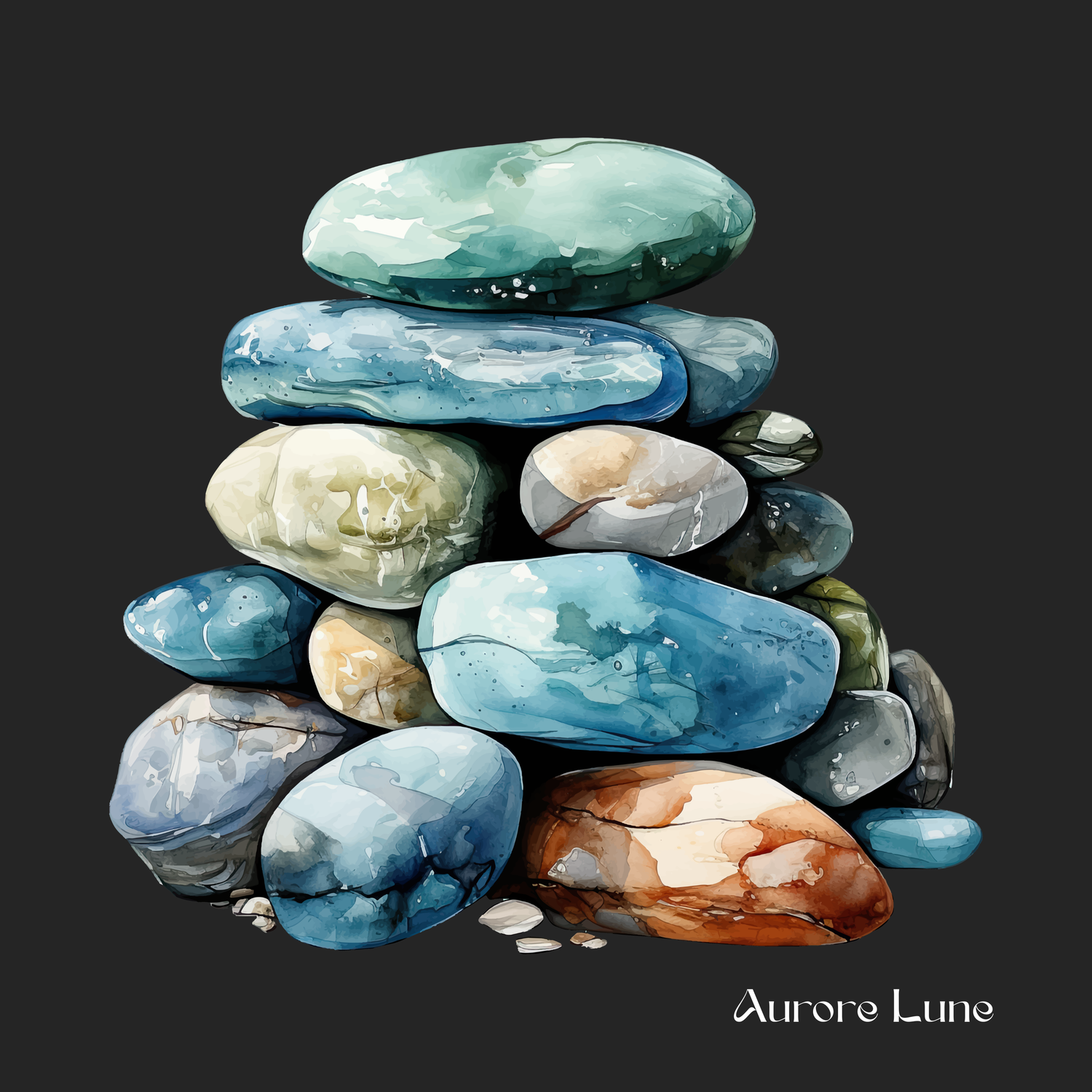 Pierres roulées et galets - Aurore Lune 