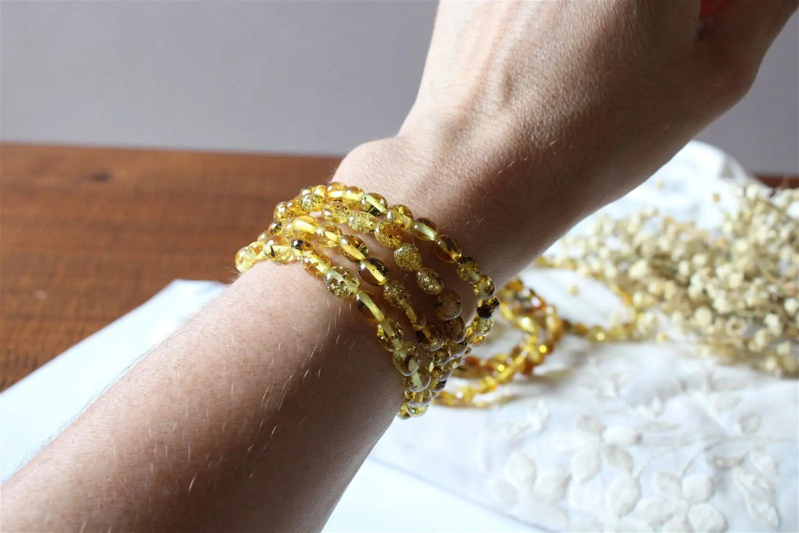 1 Bracelet ambre Lituanie 16.5 cm - Aurore Lune 