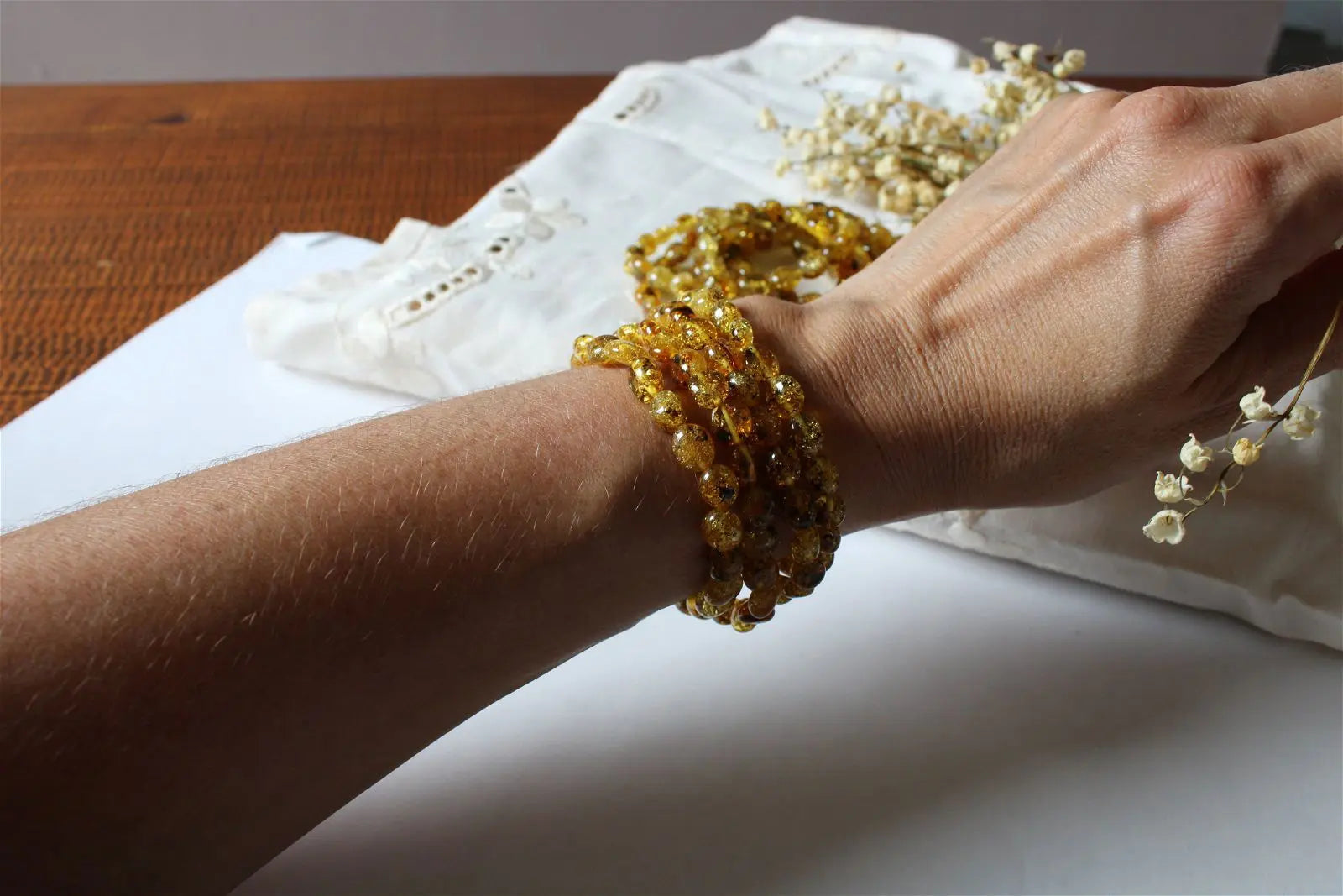 1 Bracelet ambre Lituanie 17 cm - Aurore Lune 