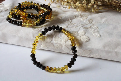 1 Bracelet ambre certifié vert bicolore Lituanie - Aurore Lune 