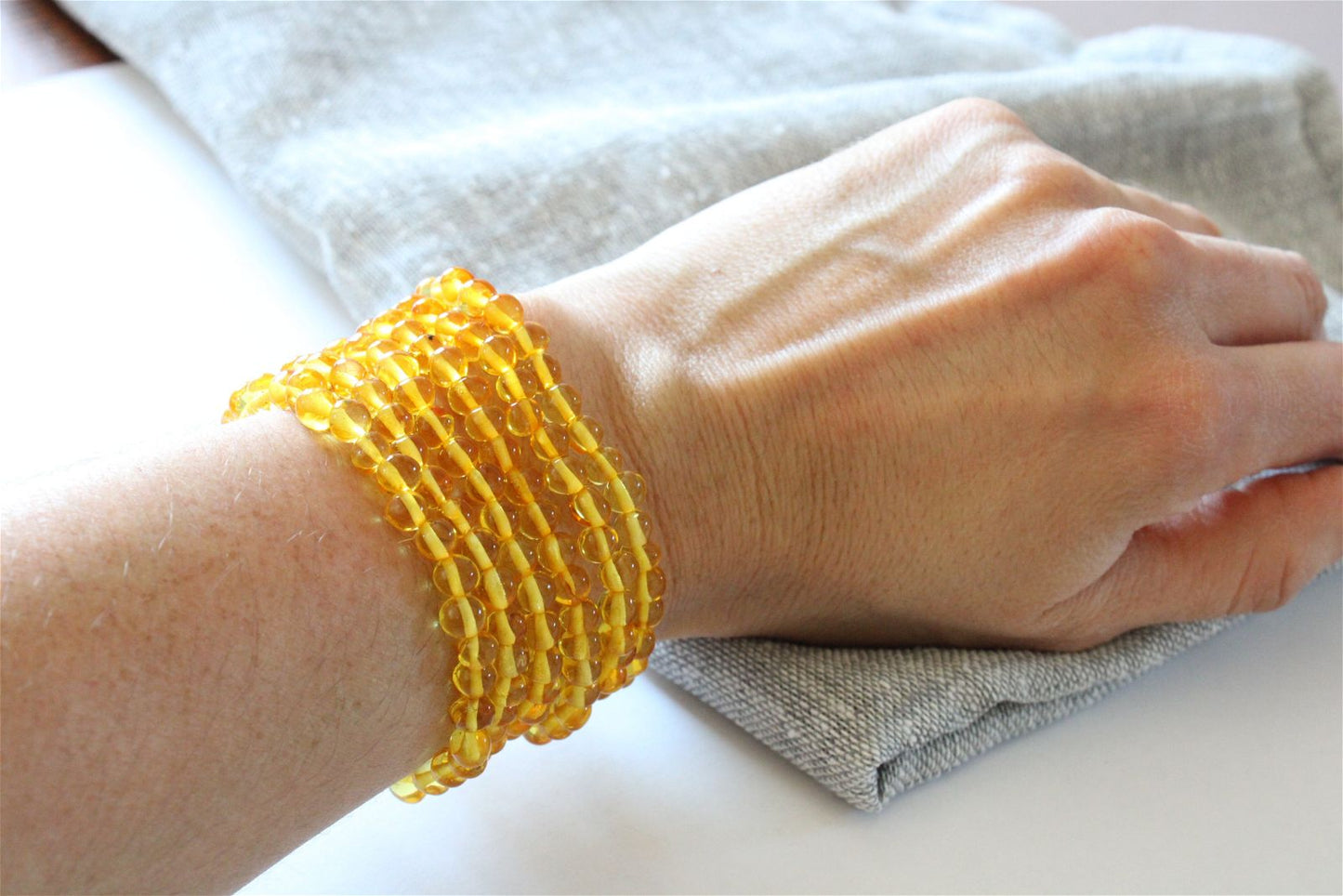 1 Bracelet ambre jaune Lituanie - Aurore Lune 