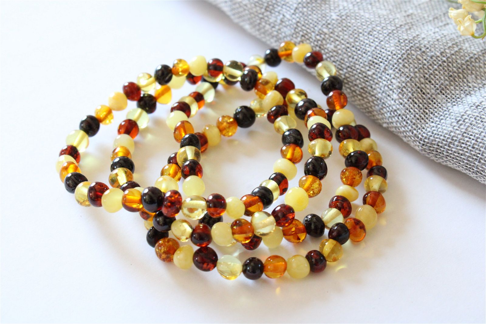 1 Bracelet ambre multicolore Lituanie - Aurore Lune 