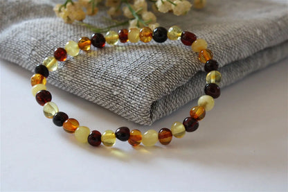 1 Bracelet ambre multicolore Lituanie - Aurore Lune 