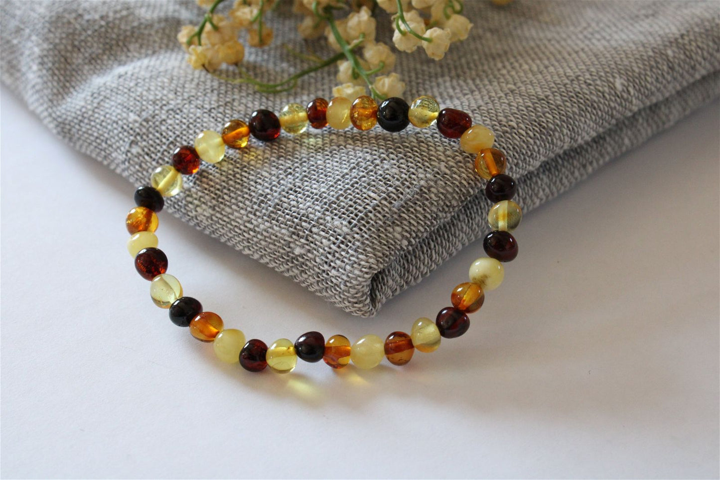 1 Bracelet ambre multicolore Lituanie - Aurore Lune 