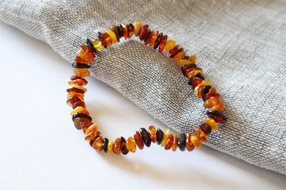1 Bracelet chips d'ambre poignet fin et moyen Lituanie - Aurore Lune 
