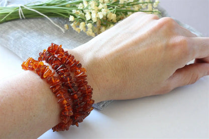 1 Bracelet chips d'ambre poignet moyen Lituanie - Aurore Lune 