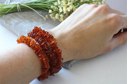 1 Bracelet chips d'ambre poignet moyen Lituanie - Aurore Lune 