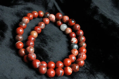 1 Bracelet élastiqué en jaspe rouge poignet moyen à large - Aurore Lune 