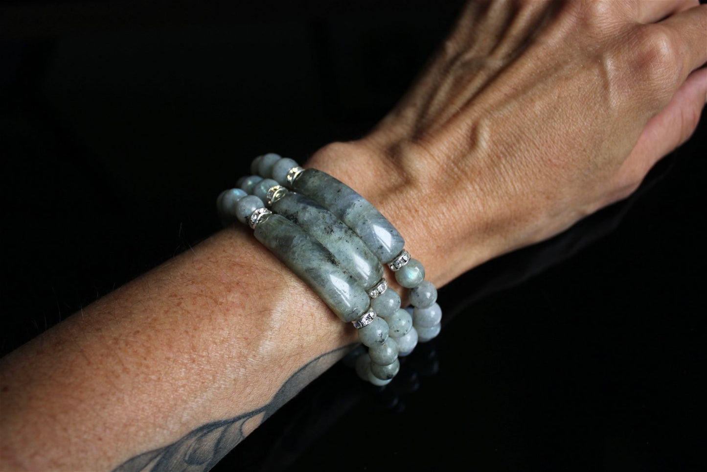 1 Bracelet élastiqué en labradorite - Aurore Lune 