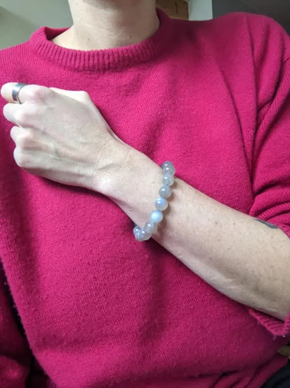 1 Bracelet élastiqué en labradorite 12 mm - Aurore Lune 