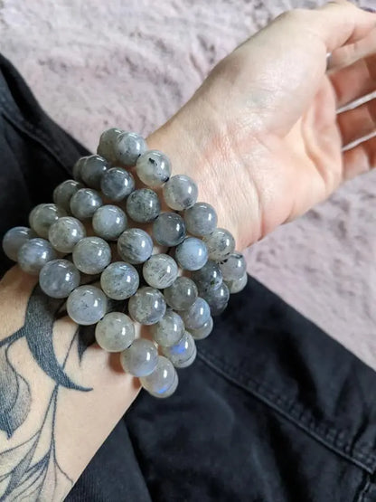 1 Bracelet élastiqué en labradorite 12 mm - Aurore Lune 