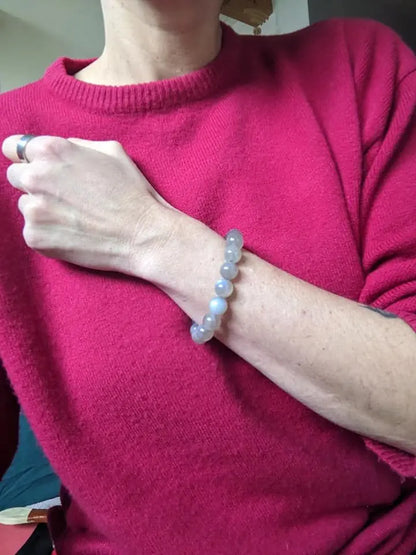 1 Bracelet élastiqué en labradorite 12 mm - Aurore Lune 