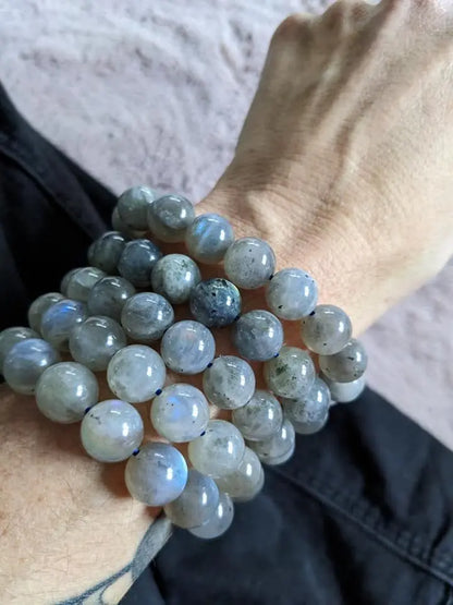 1 Bracelet élastiqué en labradorite 12 mm - Aurore Lune 