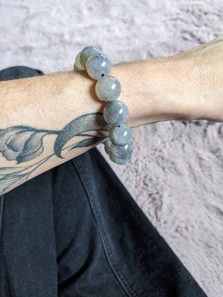 1 Bracelet élastiqué en labradorite 14mm - Aurore Lune 