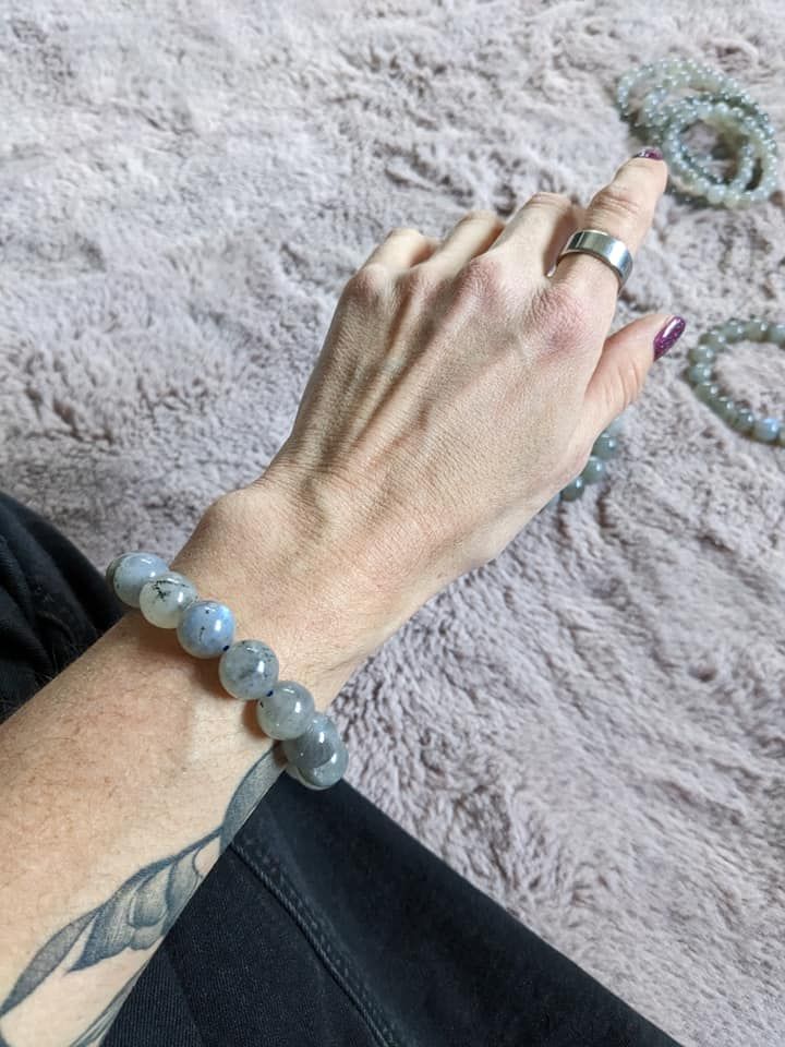 1 Bracelet élastiqué en labradorite 14mm - Aurore Lune 