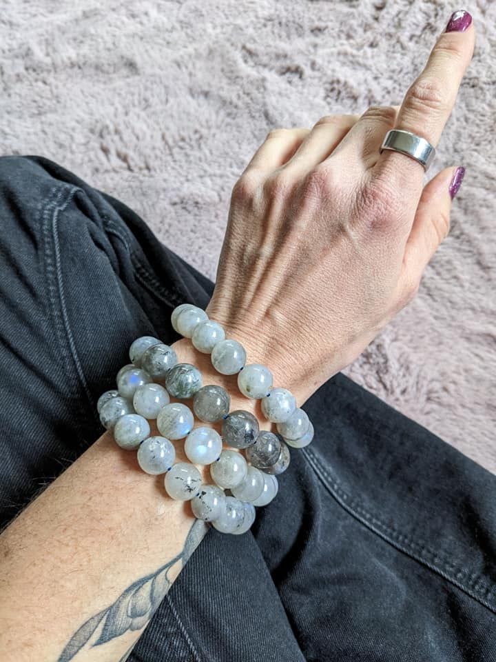 1 Bracelet élastiqué en labradorite 14mm - Aurore Lune 