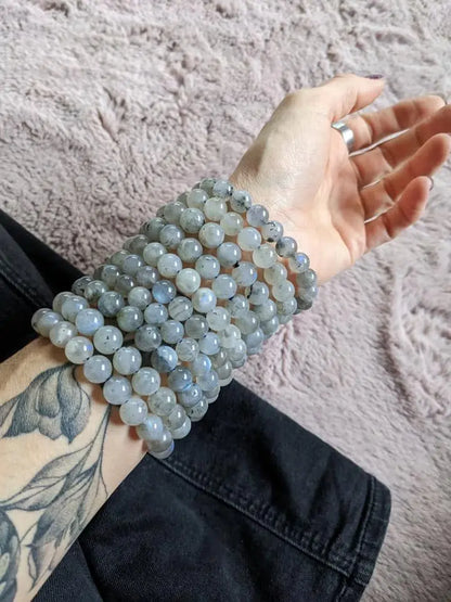 1 Bracelet élastiqué en labradorite 9 mm - Aurore Lune 