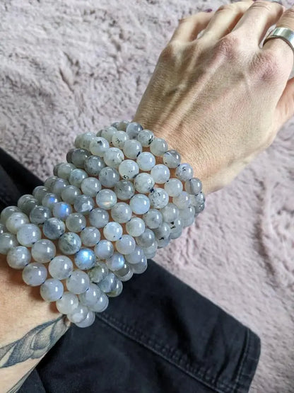 1 Bracelet élastiqué en labradorite 9 mm - Aurore Lune 