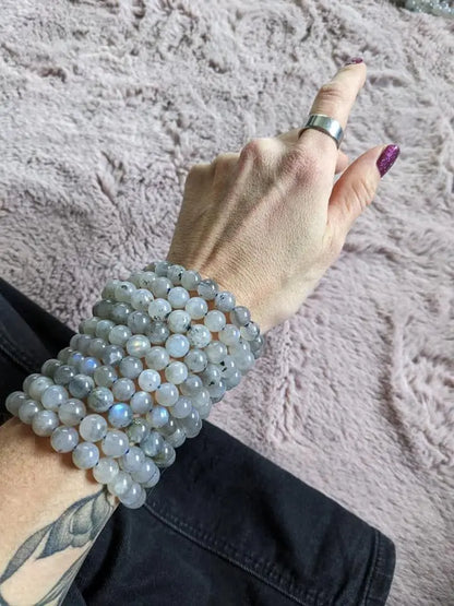 1 Bracelet élastiqué en labradorite 9 mm - Aurore Lune 