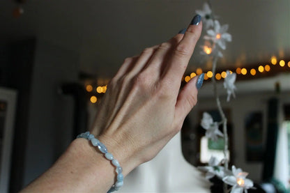1 Bracelet en aigue marine 17 cm - Aurore Lune 