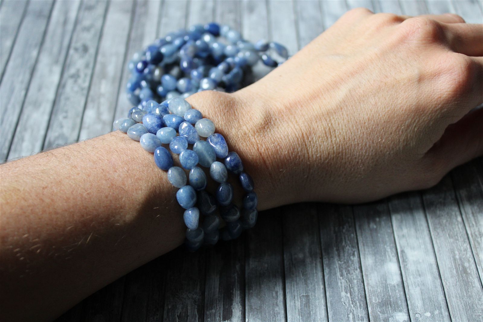 1 Bracelet en aventurine bleue - quartz bleu-  poignet fin - Aurore Lune 