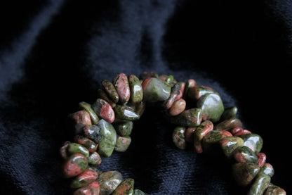 1 Bracelet en chips épidote unakite élastiqué - Aurore Lune 