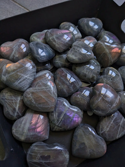 1 Petit coeur labradorite reflets intenses - Aurore Lune 