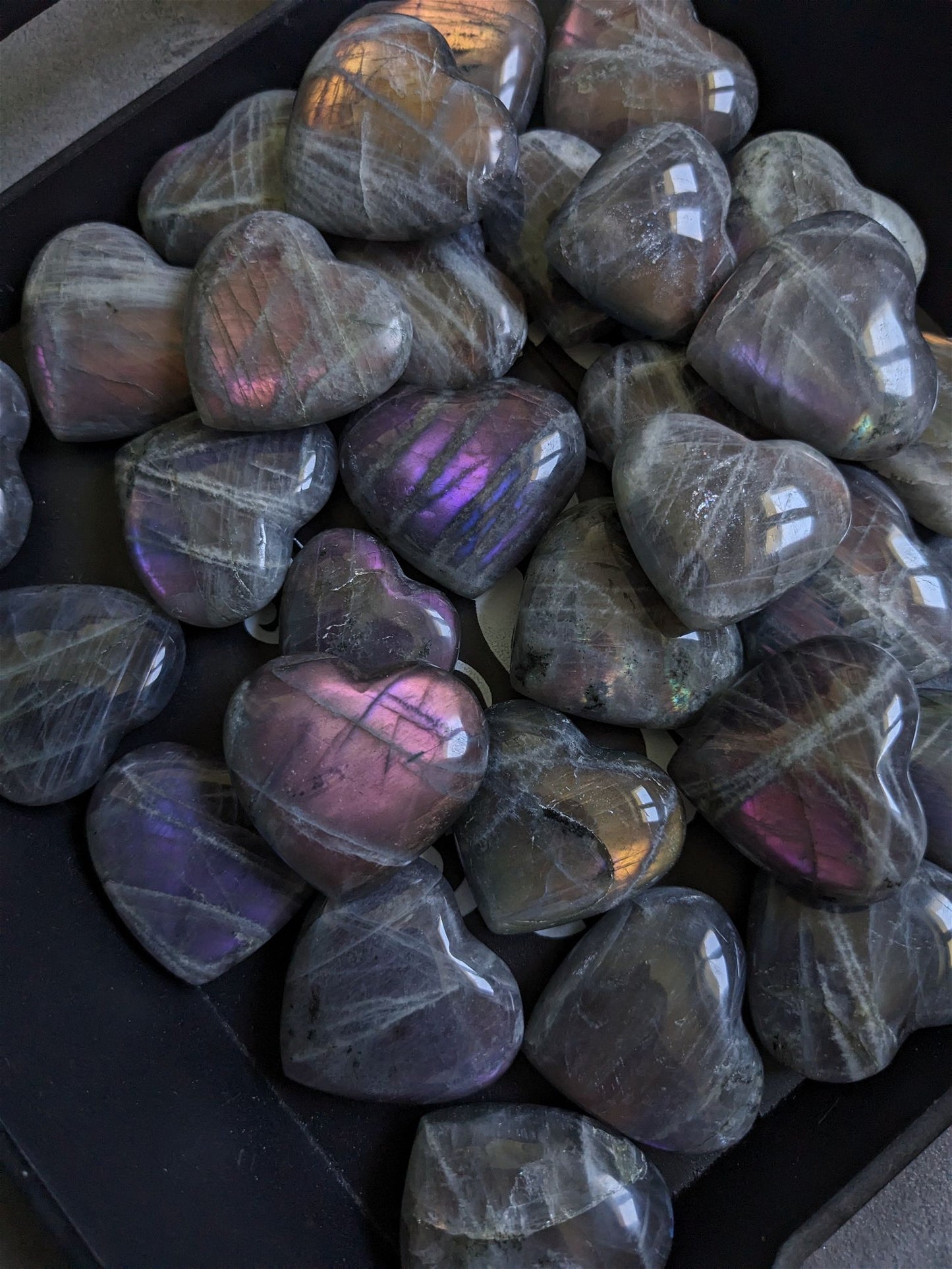 1 Petit coeur labradorite reflets intenses - Aurore Lune 