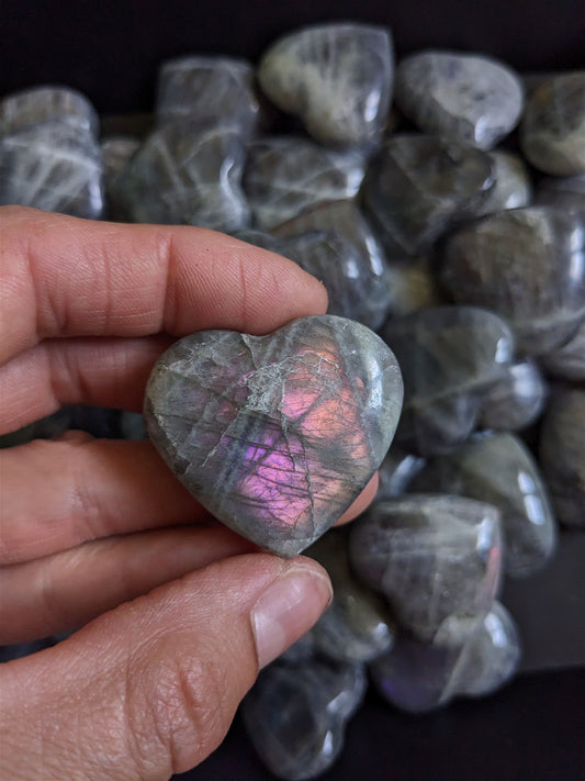 1 Petit coeur labradorite reflets moyens - Aurore Lune 