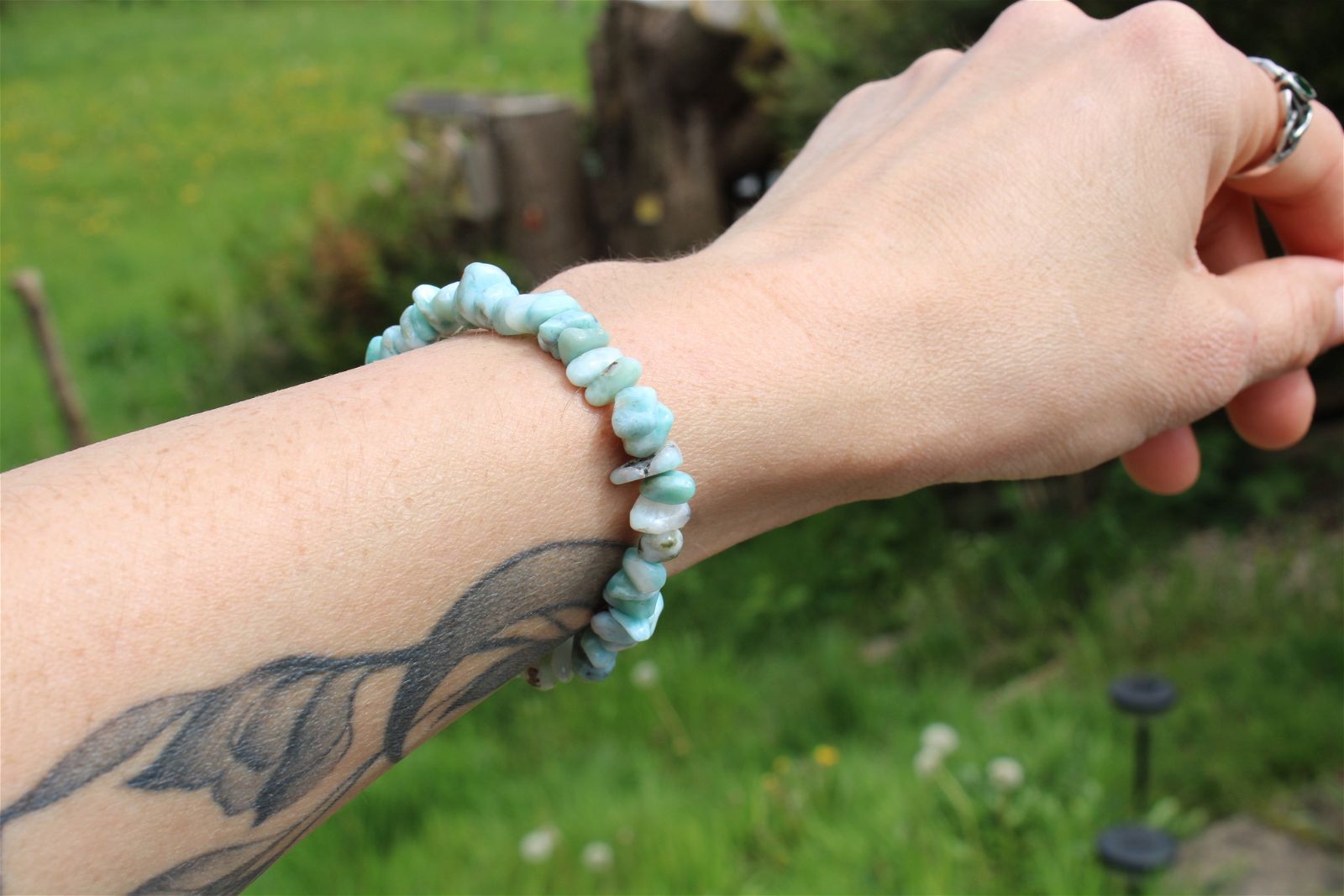 1 bracelet de larimar poignet fin ou moyen - Aurore Lune 