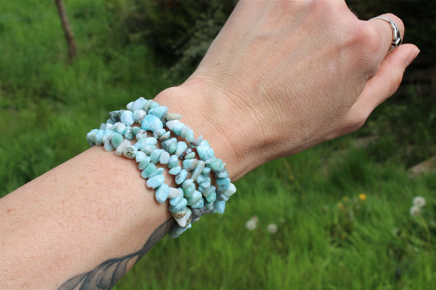 1 bracelet de larimar poignet fin ou moyen - Aurore Lune 