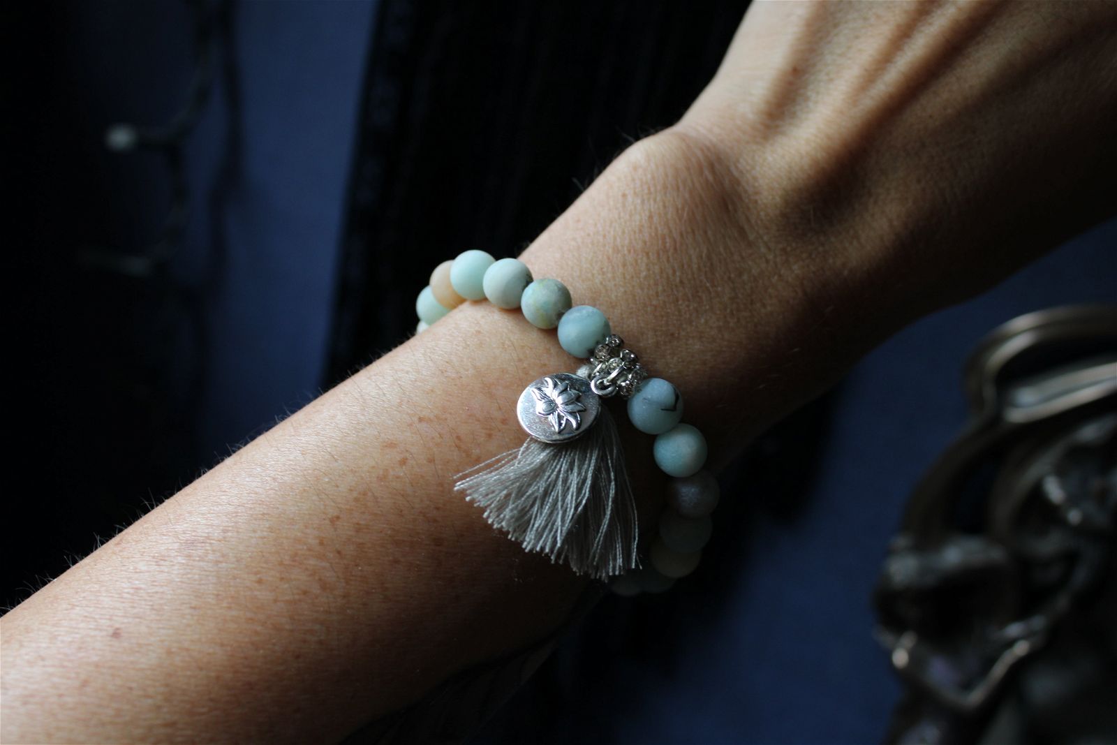 1 bracelet en amazonite frost élastiqué - Aurore Lune 