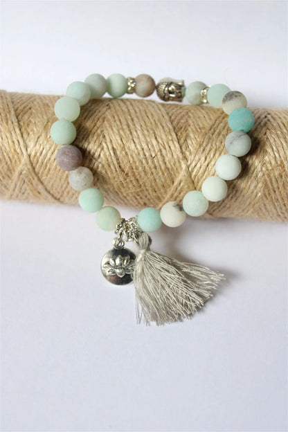 1 bracelet en amazonite frost élastiqué - Aurore Lune 