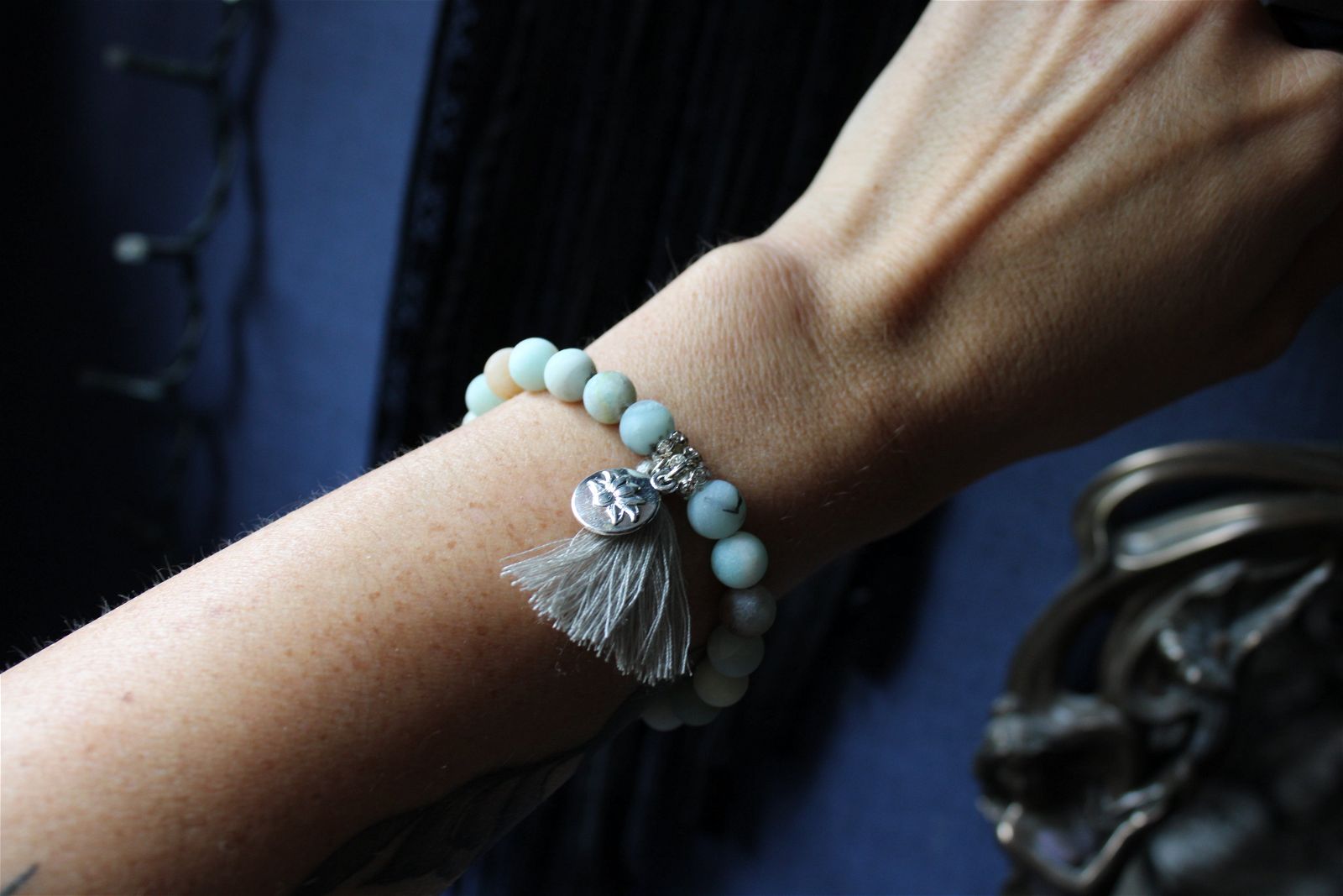 1 bracelet en amazonite frost élastiqué - Aurore Lune 