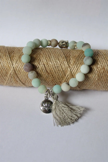 1 bracelet en amazonite frost élastiqué - Aurore Lune 