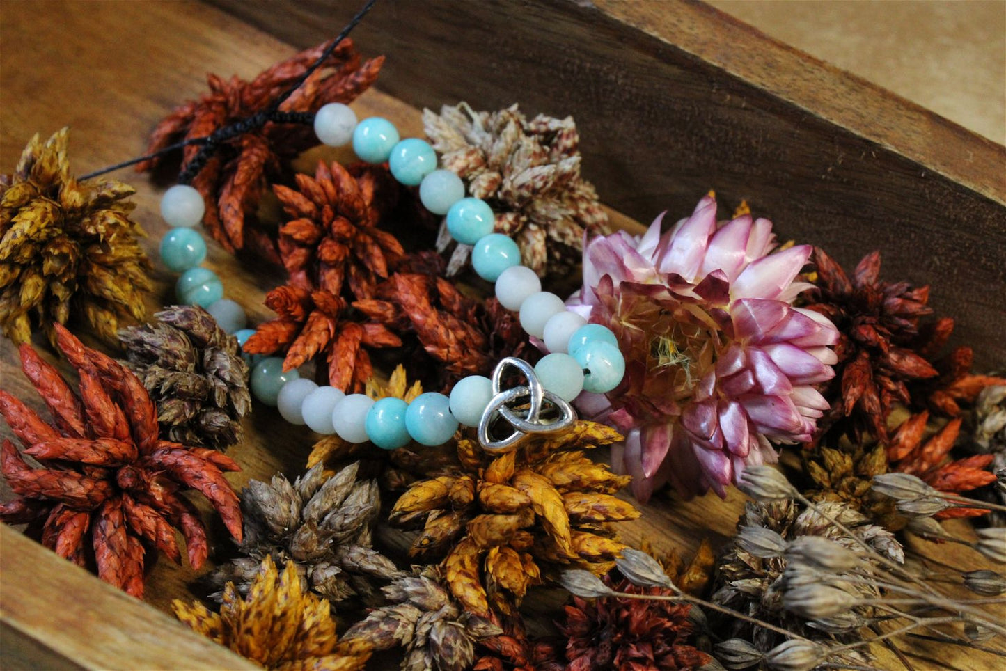 1 bracelet en amazonite grand poignet - Aurore Lune 