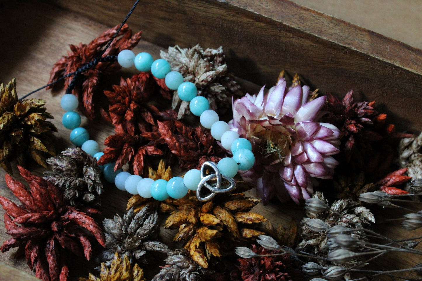 1 bracelet en amazonite grand poignet - Aurore Lune 