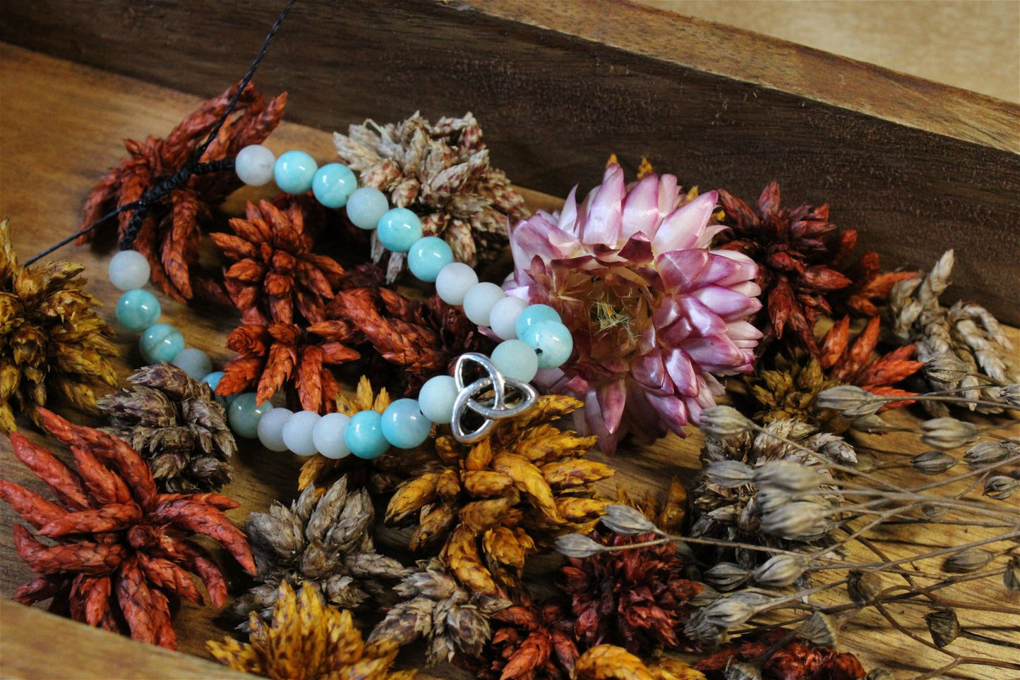 1 bracelet en amazonite grand poignet - Aurore Lune 