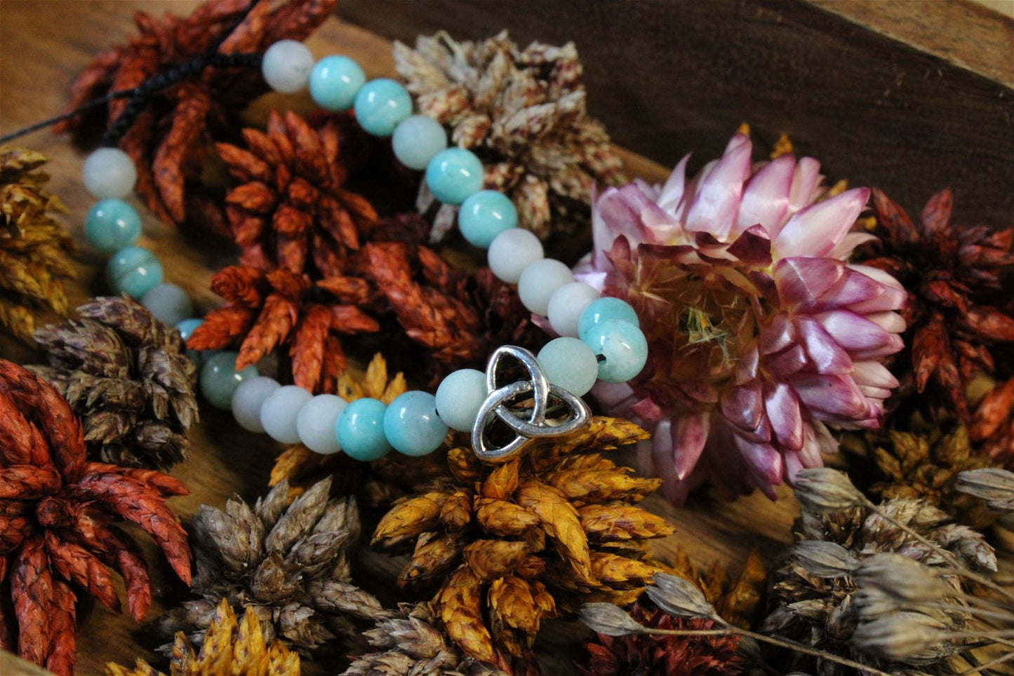 1 bracelet en amazonite grand poignet - Aurore Lune 