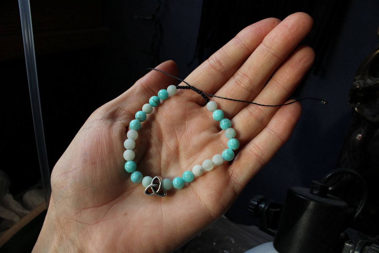 1 bracelet en amazonite grand poignet - Aurore Lune 