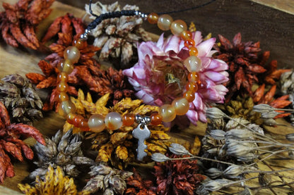 1 bracelet en cornaline avec clé poignet fin - Aurore Lune 