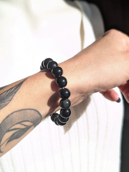 1 bracelet en obsidienne oeil céleste 12 mm - Aurore Lune 