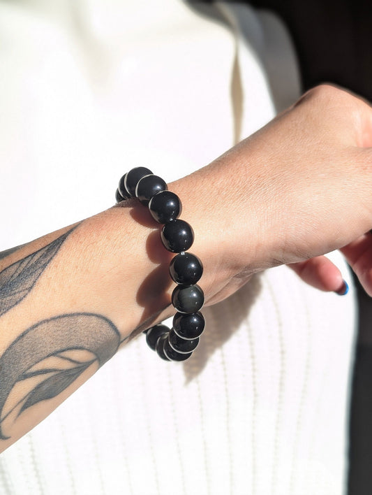 1 bracelet en obsidienne oeil céleste 12 mm - Aurore Lune 