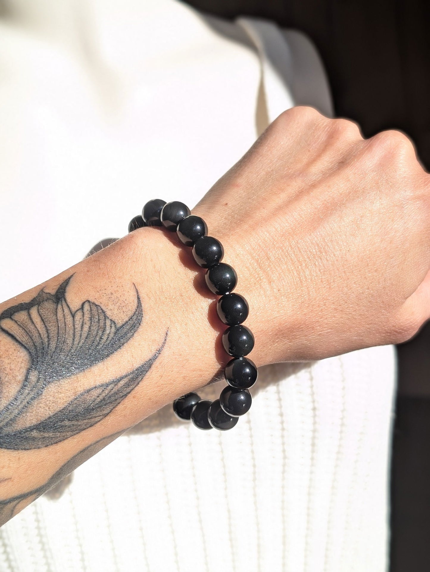 1 bracelet en obsidienne oeil céleste 12 mm - Aurore Lune 