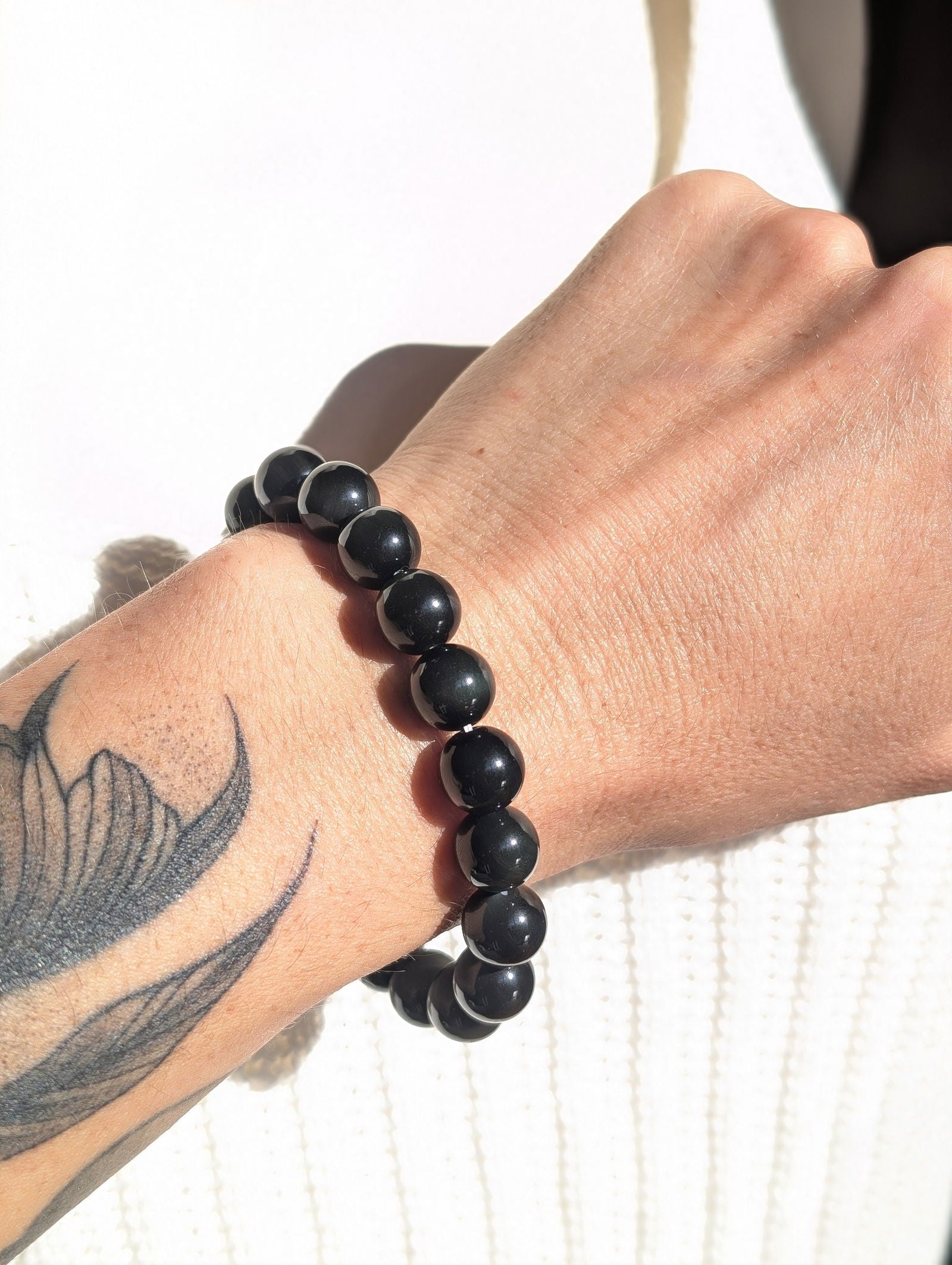 1 bracelet en obsidienne oeil céleste 12 mm - Aurore Lune 