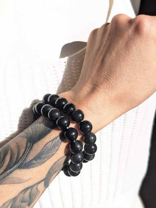 1 bracelet en obsidienne oeil céleste 14mm - Aurore Lune 