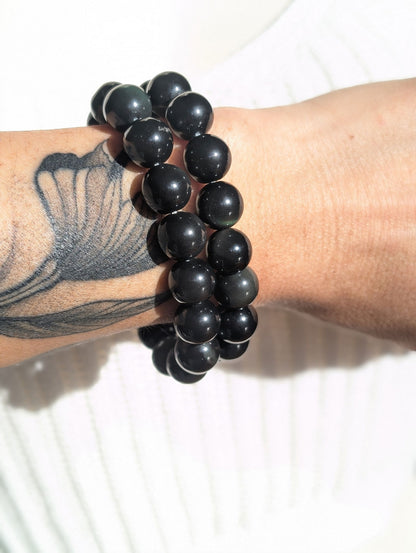 1 bracelet en obsidienne oeil céleste 14mm - Aurore Lune 