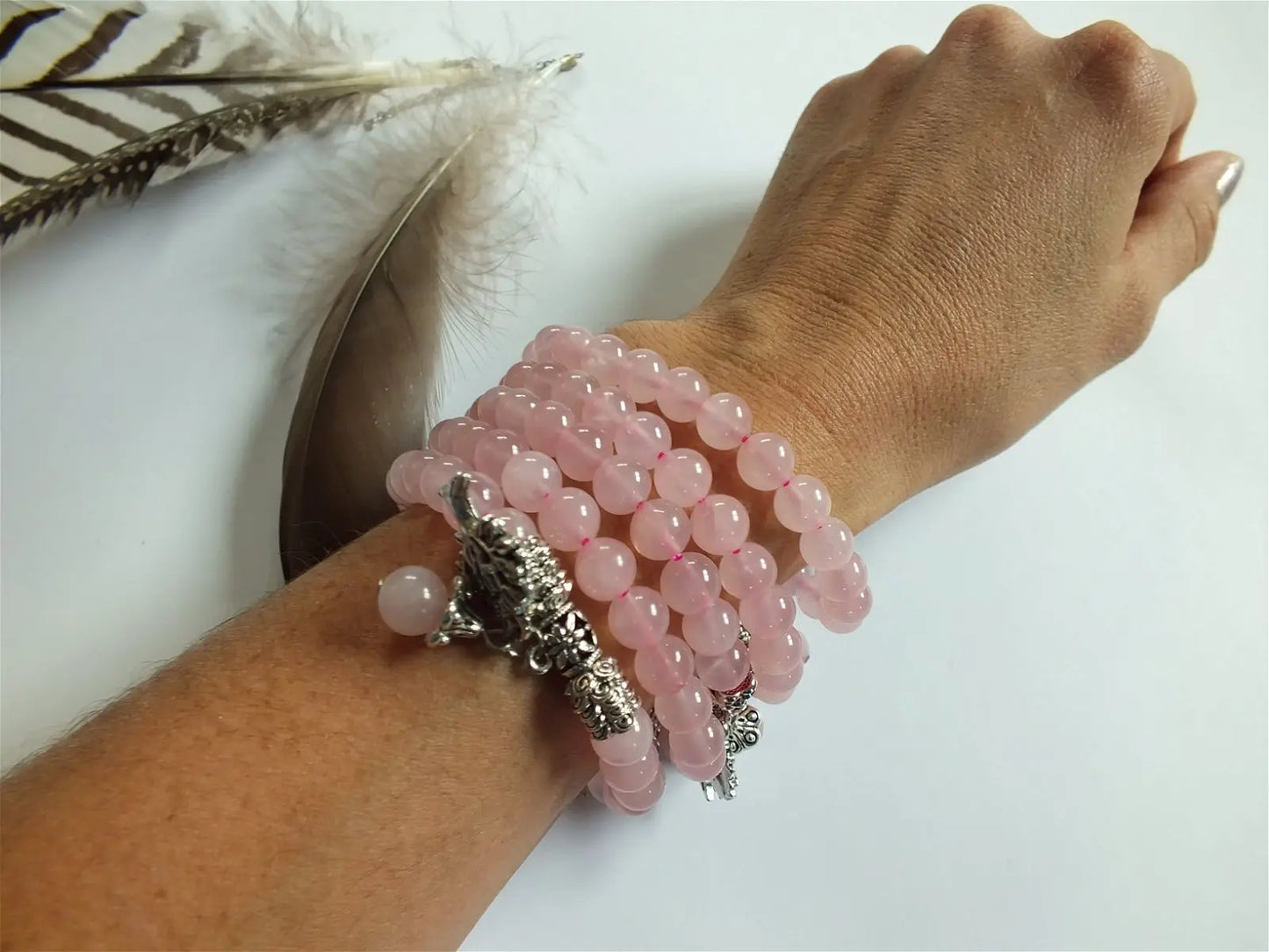 1 bracelet en quartz rose poignet moyen à épais - Aurore Lune 