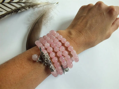 1 bracelet en quartz rose poignet moyen à épais - Aurore Lune 
